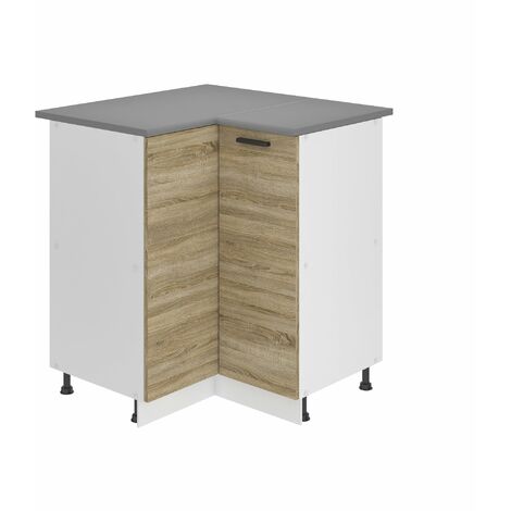 BELINI Meuble Cuisine Bas avec Plan de Travail SNP I Meubles de Cuisine - Taille: 90 x 90 x 85 cm I Meubles de Cuisine Angle - 1 Porte I Couleur : chêne Sonoma