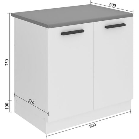 Meuble de cuisine Sous évier IPOMA Blanc brillant 2 portes L80 x