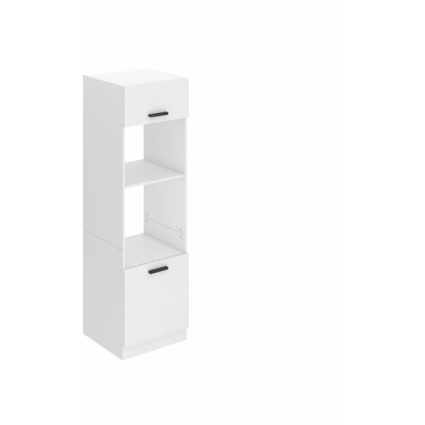 BELINI Meuble de Rangement pour Micro-Onde I Armoire de Cuisine avec 2 Portes I Meuble Cuisine 57,6 x 60 x 204 cm I Etagere Micro Ondes Couleur: Blanc Mat (1/4)