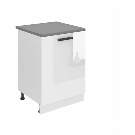 BELINI Meuble Cuisine Bas avec Plan de Travail SD I Meubles de Cuisine - Taille: 51,6 x 60 x 85 cm I Petit Meuble Cuisine - 1 Porte I Couleur : Blanc très Brillant