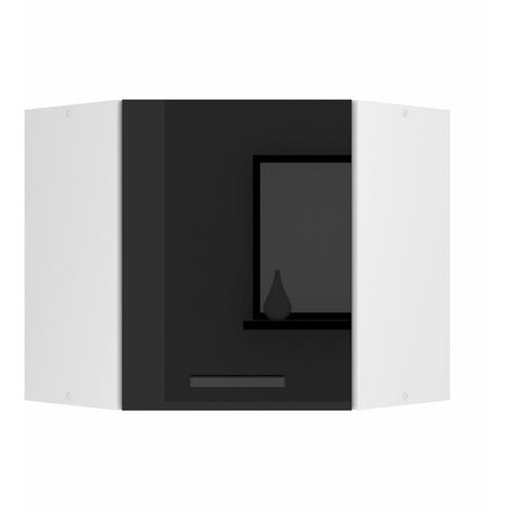 BELINI Meuble Haut Cuisine SGN60 I Meubles de Cuisine - Mural, Rangements, 1 Porte I Taille: 60 x 60 x 58 cm I Armoire Murale d'angle avec Poignée en Métal I Couleur: Noir très Brillant (1/5)