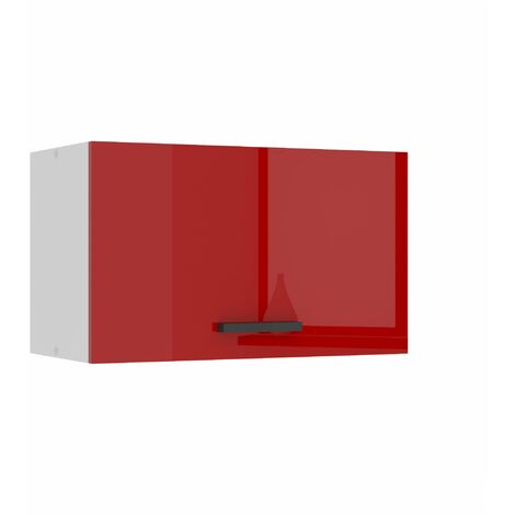 BELINI Meuble Haut Cuisine SGP60 I Meubles de Cuisine - Mural, Rangements, 1 Porte I Taille: 29,6 x 60 x 36 cm I Armoire Murale avec Poignée en Métal I Couleur: Rouge très Brillant (1/5)