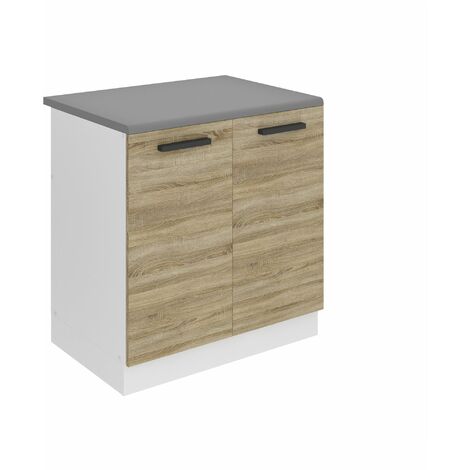 BELINI Meuble Cuisine Bas avec Plan de Travail SDZ I Meubles de Cuisine - Taille: 51,6 x 80 x 85 cm I Meuble sous Evier - 2 Portes I Couleur : chêne Sonoma