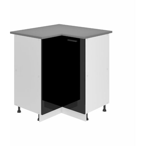 BELINI Meuble Cuisine Bas avec Plan de Travail SNP I Meubles de Cuisine - Taille: 90 x 90 x 85 cm I Meubles de Cuisine Angle - 1 Porte I Couleur : Noir très Brillant