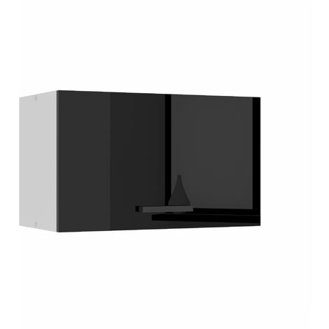 Belini – Meuble haut de cuisine mural noir brillant – Armoire avec poignée en métal – Dimensions 29,6 x 60 x 36 cm – 1 porte avec fermeture silencieuse - SGP60 (1/5)