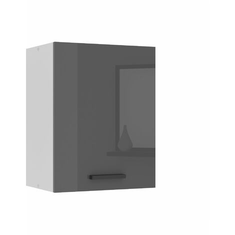 BELINI Meuble Haut Cuisine SG45 I Meubles de Cuisine - Mural, Rangements, 1 Porte I Taille: 29,6 x 45 x 58 cm I Armoire Murale avec Poignée en Métal I Couleur: Argent très Brillant (1/5)