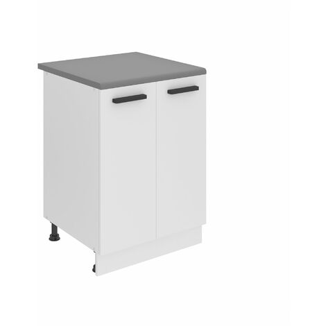 BELINI Meuble Cuisine Bas avec Plan de Travail SD13 I Meubles de Cuisine - Taille: 51,6 x 60 x 85 cm I Petit Meuble Cuisine - 2 Portes I Couleur : Blanc Mat (1/5)