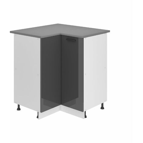 BELINI Meuble Cuisine Bas avec Plan de Travail SNP I Meubles de Cuisine - Taille: 90 x 90 x 85 cm I Meubles de Cuisine Angle - 1 Porte I Couleur : Argent très Brillant