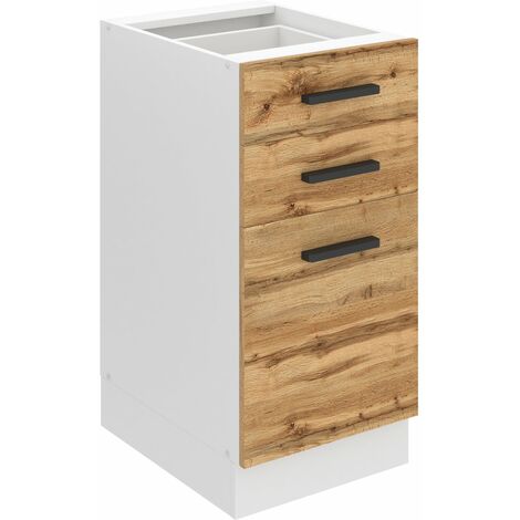 BELINI Meuble Cuisine Bas sans Plan de Travail SDSZ I Meubles de Cuisine - Taille: 51,6 x 40 x 82 cm I Petit Meuble Cuisine - 2 Tiroirs, 1 Porte I Couleur: Chêne Wotan (1/5)