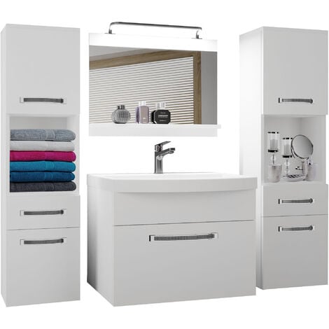 Ensemble ARLEQUIN meuble salle de bain double vasque 140 cm avec miroir -  Creazur Pro