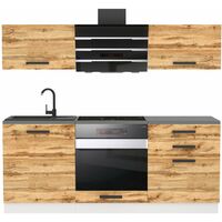 Belini Cuisine Equipee Complete Sophia Muebles de Cuisine Complets - 180 cm. Cuisine Complete sans Plan de Travail, Chêne Wotan