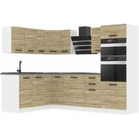 Belini – Cuisine complète L-forme sans plan de travail – Chêne Sonoma – Dimensions 60x360x204 cm – Système PRO+ et tiroirs en métal