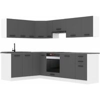 Belini Cuisine Equipee Complete Janet Muebles de Cuisine Complets. L-Forme Cuisine. Cuisine Complete sans Plan de Travail, Argent Mat