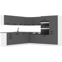 Belini Cuisine Equipee Complete Jane Muebles de Cuisine Complets. L-Forme Cuisine. Cuisine Complete sans Plan de Travail, Argent Mat