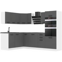 Belini Cuisine Equipee Complete Melanie Muebles de Cuisine Complets. L-Forme Cuisine. Cuisine Complete sans Plan de Travail, Argent Mat