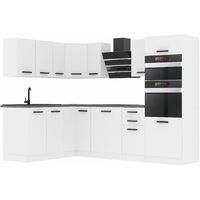 Belini Cuisine Equipee Complete Melanie Muebles de Cuisine Complets. L-Forme Cuisine. Cuisine Complete sans Plan de Travail, Blanc Mat