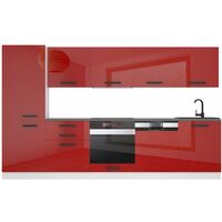 Belini Cuisine Equipee Complete Rose Muebles de Cuisine Complets - 300 cm. Cuisine Complete sans Plan de Travail, Rouge très Brillant
