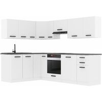 Belini Cuisine Equipee Complete Janet Muebles de Cuisine Complets. L-Forme Cuisine. Cuisine Complete avec Plan de Travail, Blanc Mat