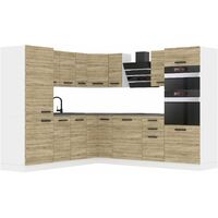 Belini – Cuisine complète L-forme sans plan de travail – Chêne sonoma – Dimensions 60x420x204cm – Tiroirs en métal silencieux – Fixation professionnelle
