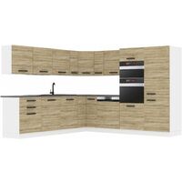 Belini – Cuisine complète L-forme sans plan de travail – Chêne sonoma – Dimensions 60x480x204cm – Tiroirs en métal avec fermeture silencieuse