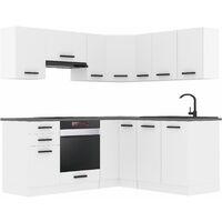 Belini Cuisine Equipee Complete Sarah Muebles de Cuisine Complets. L-Forme Cuisine. Cuisine Complete avec Plan de Travail, Blanc Mat