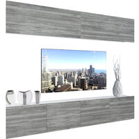 BELINI - Unité Murale TV NEX I Ensemble Muebles de Salon Complet I Ensemble Meuble TV avec Illumination LED I Dimensions: 200 x 180 x 36 cm I Coleur: chêne Glamour