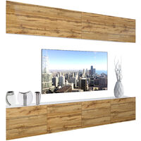 BELINI - Unité Murale TV NEX I Ensemble Muebles de Salon Complet I Ensemble Meuble TV avec Illumination LED I Dimensions: 200 x 180 x 36 cm I Coleur: chêne wotan