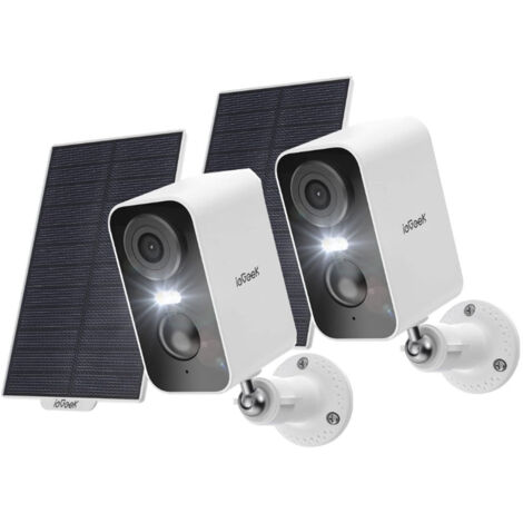 2pcs ieGeek 2K Überwachungskamera Aussen Akku Solar, 5200mAh Akku Kamera Überwachung Aussen WLAN, PIR-Bewegungserkennung, Bunte Nachtsicht, 2-Wege-Audio, Spotlights, Alexa-kompatibel (1/5)