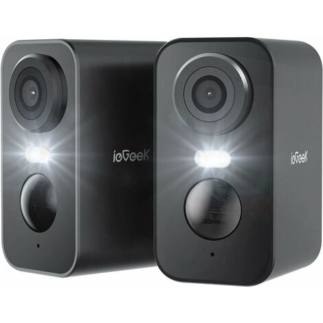 ieGeek 2K Überwachungskamera Aussen Akku Kabellose WLAN Überwachungskamera außen/innen mit farbige Nachtsicht,PIR-Bewegungserkennung,Lange Zeit Standby,Cloud/SD Storage,2-Wege Audio,Black,2Pcs