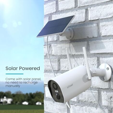 ieGeek 2K 3MP Überwachungskamera Aussen Solar, Überwachungskamera aussen Akku,Kabellose,PIR Bewegungsmelder,Farbige 15m Nachtsicht,Sirene und Lichtalarm,2-Wege Audio,Cloud/SD Storage,IP65,2.4 GHz