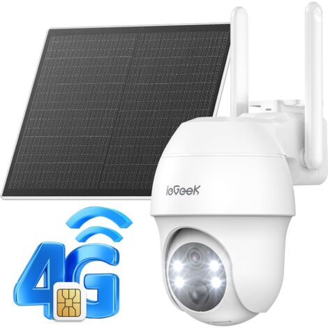 iegeek 4G LTE Outdoor Surveillance Camera mit SIM-Karte - 2K 3MP Farb- und Infrarot-Nachtsichtkamera ohne WiFi Solar, PTZ IP-Kamera PIR-Erkennung, 355°/90° drehbar, 2-Wege-Audio, IP65 (1/5)