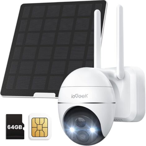 iegeek 4G LTE mobile Außensicherheitskamera mit SIM-Karte und 64GB Speicherkarte, drahtloses Solar-TV-Sicherheitssystem (ohne WLAN), 2K 360 ° Pan Tilt Zoom Bewegungserkennung (1/5)