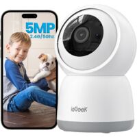 ieGeek 5MP WiFi Indoor Surveillance Camera 360° - Caméra d'intérieur WiFi 2.4G/5GHz, PTZ Motion Detection Audio Two-Way Alexa for Pets/Babies