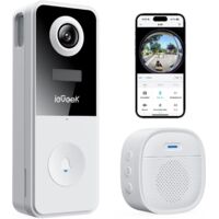 iegeek Drahtlose Videotürglocke 2K Panoramablick Drahtlose Videotürglocke mit Glocke Türglöcke Türglöcke mit Kamera Kein Abonnement Stimmwechsler Zweiweg Audio WiFi 2.4GHz