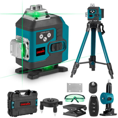 Niveau Laser 30 m Niveau Laser 360° x 3 Ligne Croisée Verte Mode Autonivelant