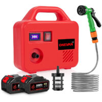 Pompe à eau sans fil , Pompe de surface, Avec Tuyau 10M Tuyau D'entrée D'eau 3M 6 Modes Pulvérisation,Avec deux batteries