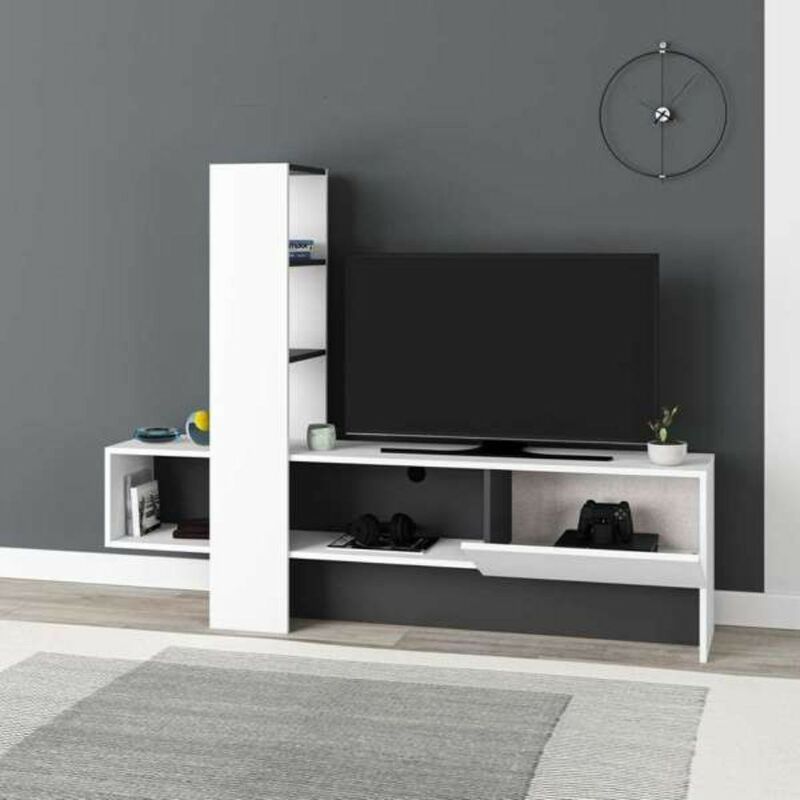 Mueble TV de diseño con puertas abatibles de cajón 200cm Daiquiri White L