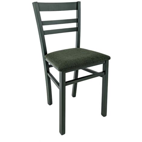 Silla de madera tapizada en tela verde - Cromica (1/2)