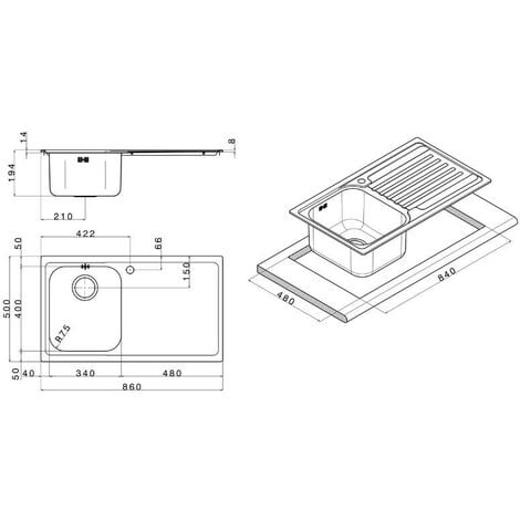 Fregadero Linear 60 Encastre con Escurridor Acero Inoxidable