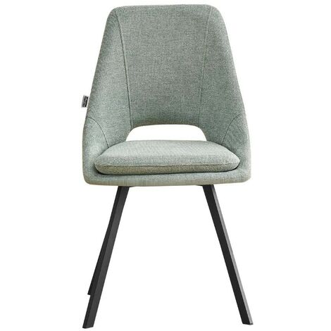 Silla tapizada de tela verde con patas negras - Blauss (1/2)