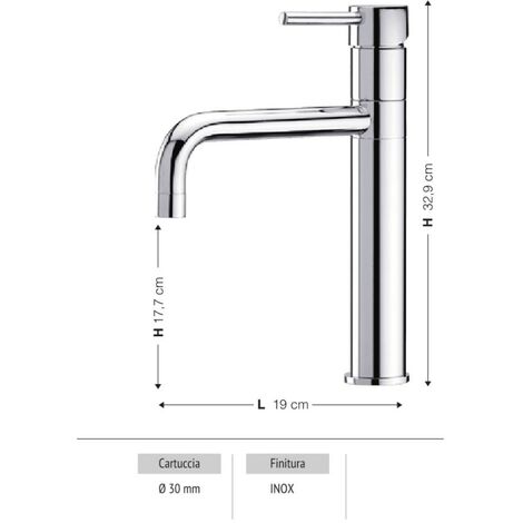 Grifo Mezclador Acero Grifo Lavabo WOOTAP Acero Inoxidable - Mezclador Monomando, Blanco, Disco Cerámica, Antical Lavabo Pequeño