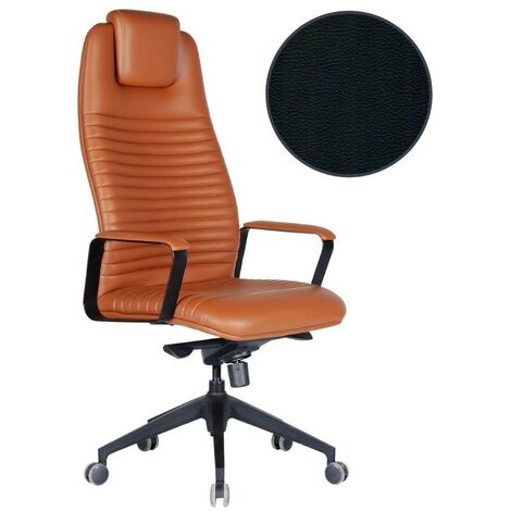Sillón de oficina con reposabrazos con ruedas y reposacabezas negro - Capri
