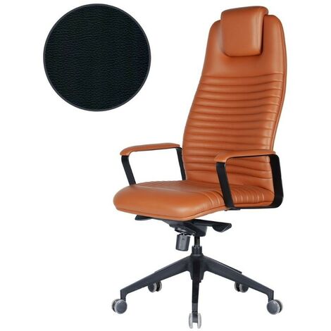 Sillón de oficina con reposabrazos con ruedas y reposacabezas negro - Capri