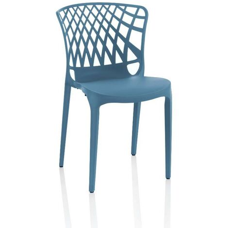 Silla de polipropileno azul petróleo con respaldo envolvente perforado - Logan (1/4)