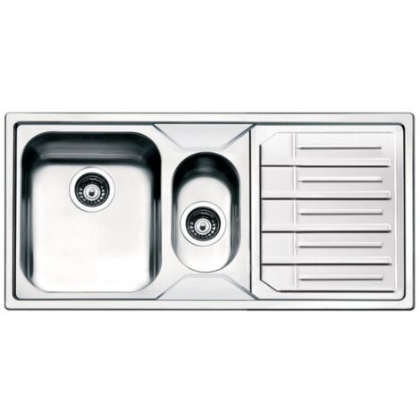 Fregadero Doble Seno Smeg SP116S Inoxidable - Con Escurridor, Para Mueble De 116cm, Orificio Para Grifería (Orientación Izquierda)