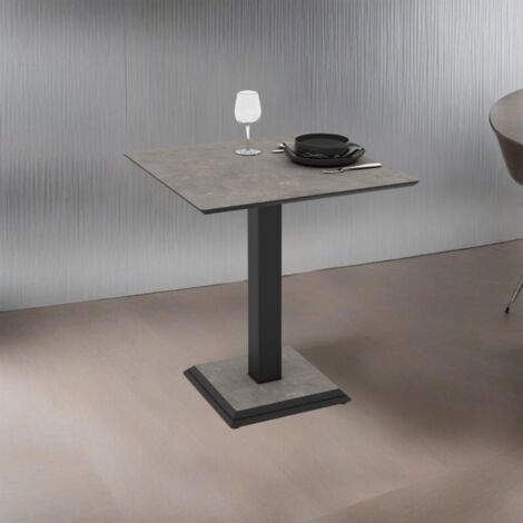 Mesa cuadrada con pata de metal 68x75H cm color gris cemento Carvel (1/5)