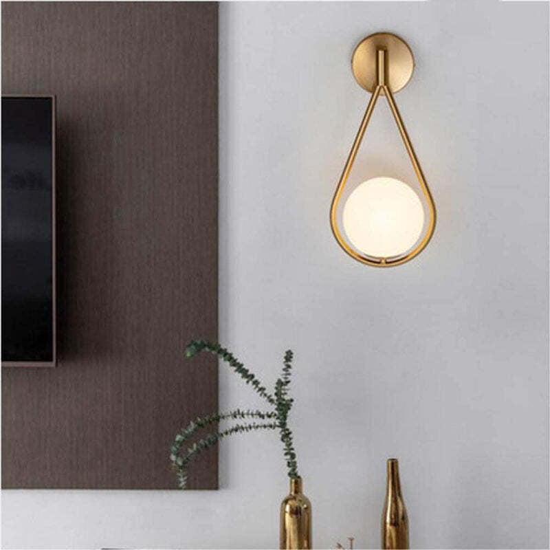 Applique Murale Minimaliste Moderne En Fer Forgé, Applique De Couloir Lampe De Chevet Avec Globe En Verre Ideale Pour Bureau Ou Salle De Bain 96918867