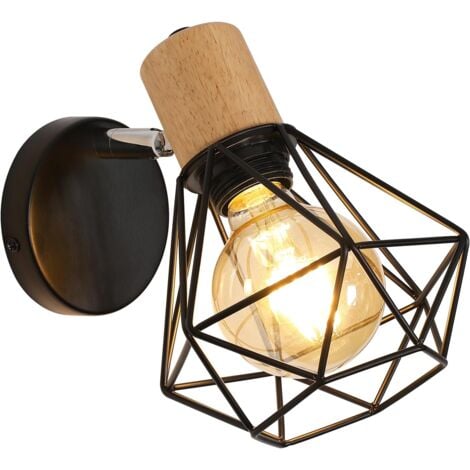GOECO Applique Murale Intérieur Bois Vintage Lampe murale E27 Base Pour chambre à coucher, salon, couloir, entrée (Ampoule non incluse)