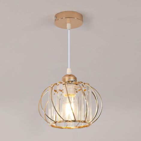 Goeco – Suspension luminaire vintage en cristal et métal E27 – Dimensions 19x19x100cm – Puissance 40W – Longueur câble 124cm réglable