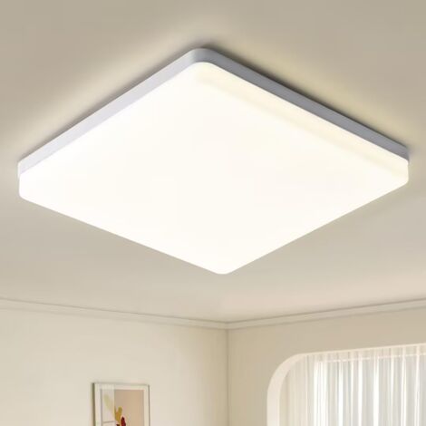 Goeco – Plafonnier LED carré 48W 5400LM – Lumière blanche froide 4500K – IP44 étanche pour salle de bain, cuisine, salon, chambre – Dimensions 30x30cm